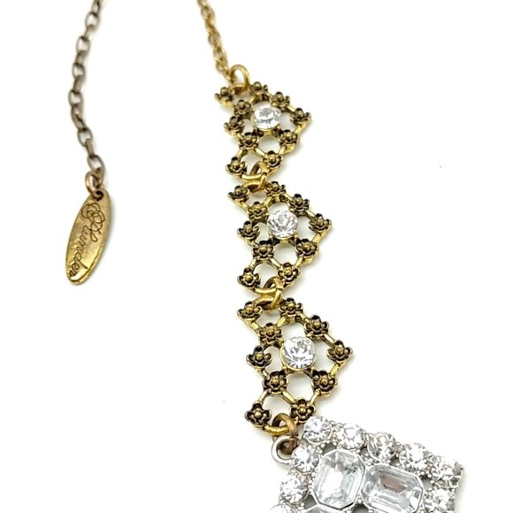 Plunder Statement Necklace Mixed Metal Gold Silver Crystal Pearl Chunky Chain - Picture 16 of 16